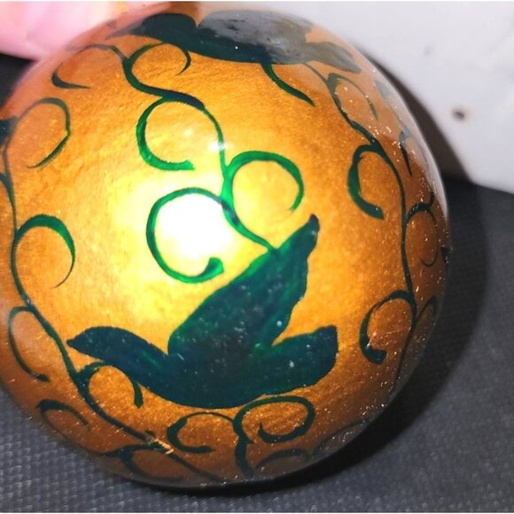 Handcrafted Gold Green Bird Dove  Ornament With Tassel NOS Made In India - Picture 5 of 8